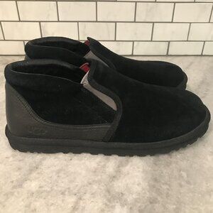 UGG Neumel Shoes Mens Size 12 Black Suede Rakel Shearling Slip On Slippers Boots